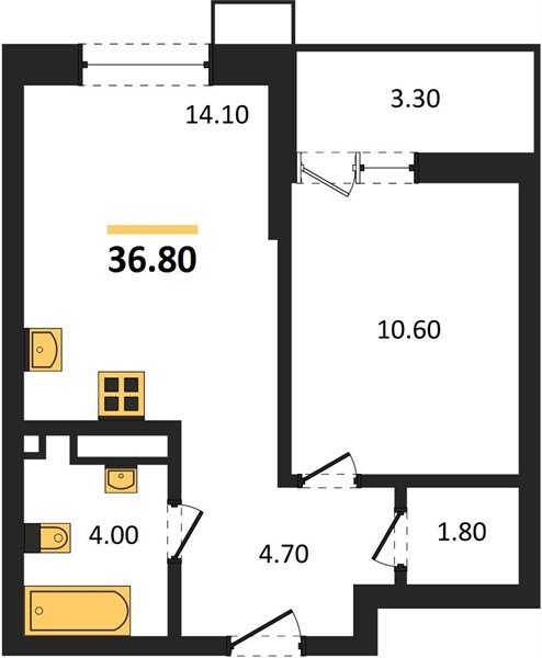 Фото №1: 1-комнатная квартира 36&nbsp;м², 9/13&nbsp;эт. - Майкоп, мкр. ЖК Звезды