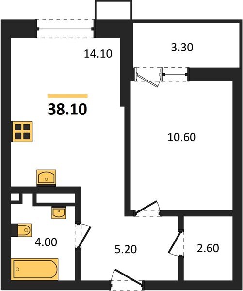 Фото №1: 1-комнатная квартира 38&nbsp;м², 6/13&nbsp;эт. - Майкоп, мкр. ЖК Звезды