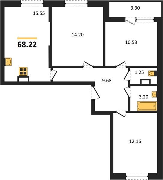 Фото №1: 3-комнатная квартира 68&nbsp;м², 10/12&nbsp;эт. - Краснодар, Карасунский внутригородской округ, мкр. ЖК Смородина
