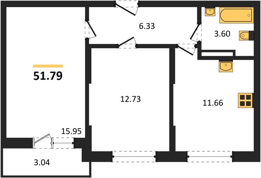 Фото №1: 2-комнатная квартира 51&nbsp;м², 15/16&nbsp;эт. - Краснодар, Карасунский внутригородской округ, мкр. ЖК Смородина