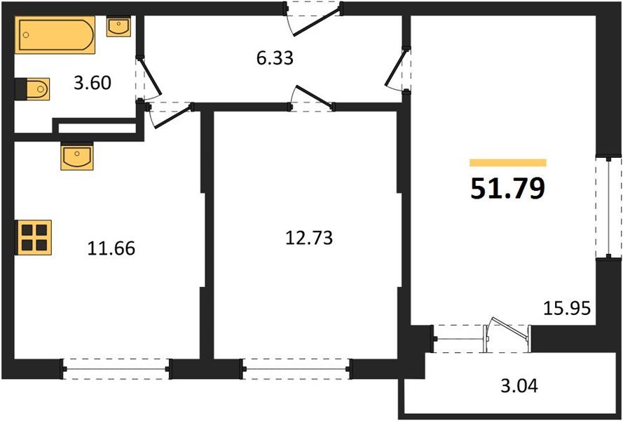 Фото №1: 2-комнатная квартира 51&nbsp;м², 16/16&nbsp;эт. - Краснодар, Карасунский внутригородской округ, мкр. ЖК Смородина