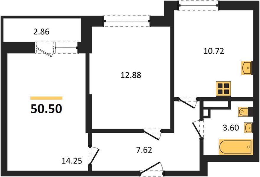 Фото №1: 2-комнатная квартира 50&nbsp;м², 14/16&nbsp;эт. - Краснодар, Карасунский внутригородской округ, мкр. ЖК Смородина