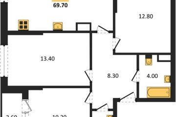 Фото №1: 3-комнатная квартира 69 м², 12/16 эт. - Краснодар, мкр. Догма Парк,