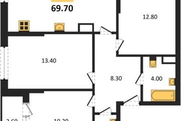 Фото №1: 3-комнатная квартира 69 м², 14/16 эт. - Краснодар, мкр. Догма Парк,