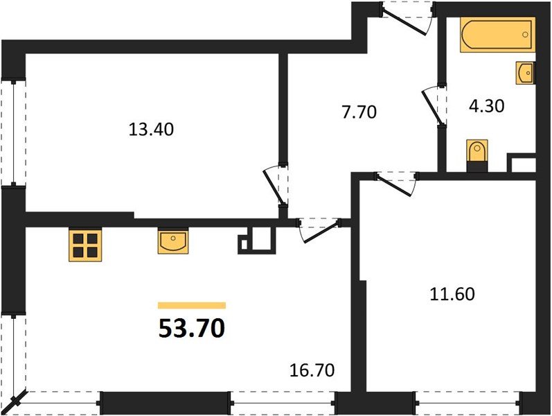 Фото №1: 2-комнатная квартира 53&nbsp;м², 5/16&nbsp;эт. - Краснодар, Прикубанский внутригородской округ, мкр. Догма Парк