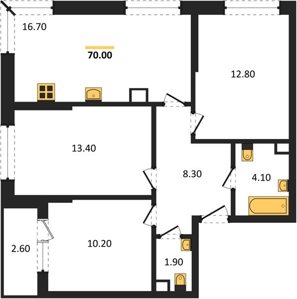 Фото №1: 3-комнатная квартира 70&nbsp;м², 8/16&nbsp;эт. - Краснодар, Прикубанский внутригородской округ, мкр. Догма Парк