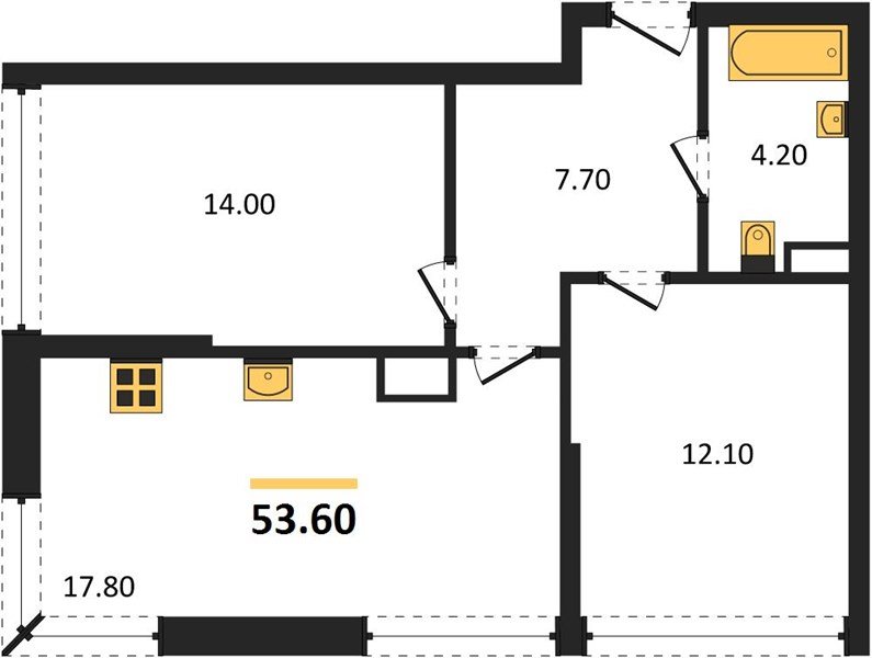 Фото №1: 2-комнатная квартира 53&nbsp;м², 16/16&nbsp;эт. - Краснодар, Прикубанский внутригородской округ, мкр. Догма Парк