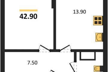 Фото №1: 1-комнатная квартира 42 м², 7/16 эт. - Краснодар, мкр. Догма Парк,