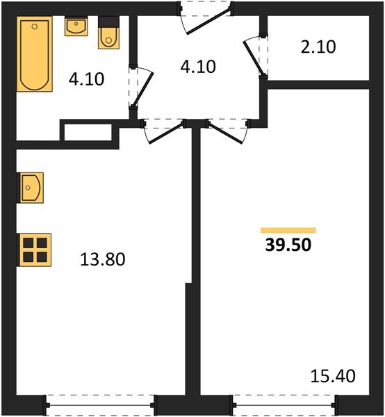 Фото №1: 1-комнатная квартира 39&nbsp;м², 4/16&nbsp;эт. - Краснодар, Прикубанский внутригородской округ, мкр. Догма Парк