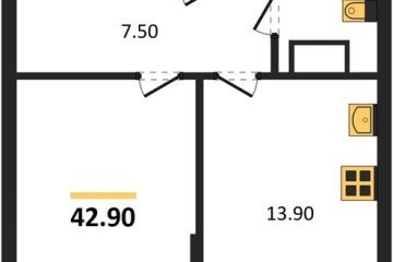 Фото №1: 1-комнатная квартира 42 м², 9/16 эт. - Краснодар, мкр. Догма Парк,