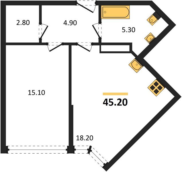 Фото №1: 1-комнатная квартира 45&nbsp;м², 16/16&nbsp;эт. - Краснодар, Прикубанский внутригородской округ, мкр. Догма Парк