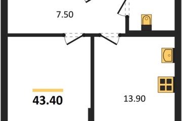 Фото №1: 1-комнатная квартира 43 м², 2/16 эт. - Краснодар, мкр. Догма Парк,