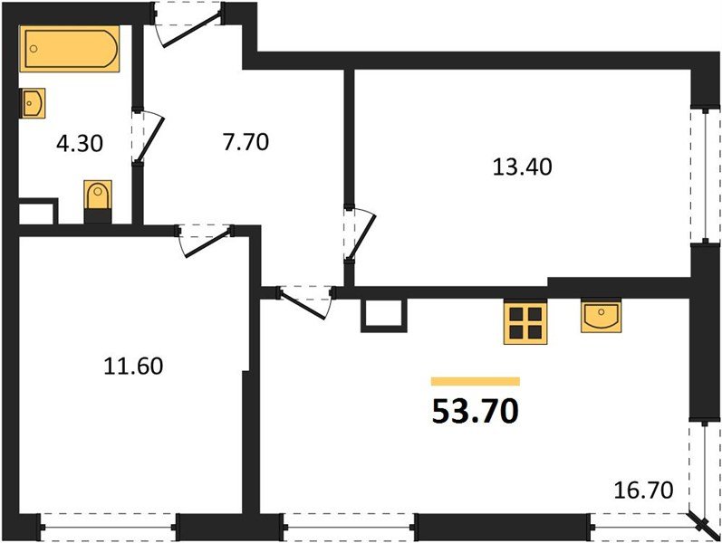 Фото №1: 2-комнатная квартира 53&nbsp;м², 8/16&nbsp;эт. - Краснодар, Прикубанский внутригородской округ, мкр. Догма Парк