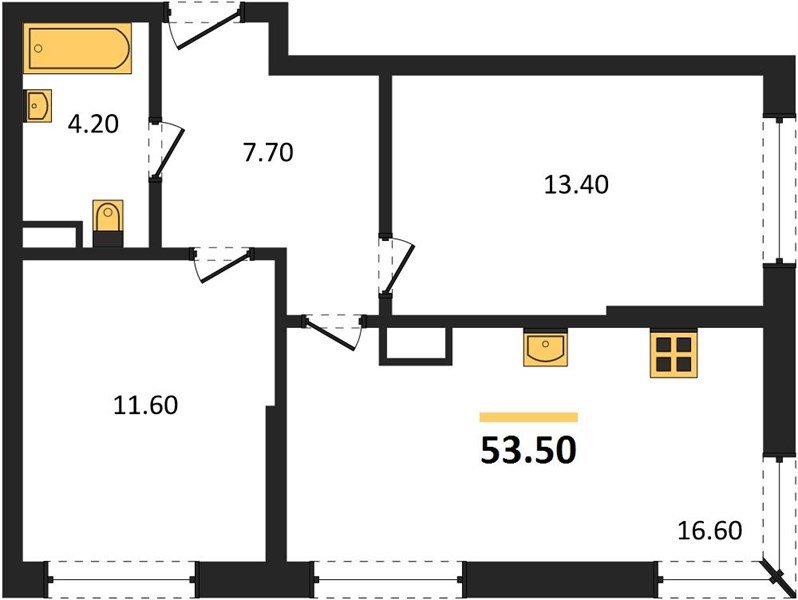 Фото №1: 2-комнатная квартира 53&nbsp;м², 11/16&nbsp;эт. - Краснодар, Прикубанский внутригородской округ, мкр. Догма Парк