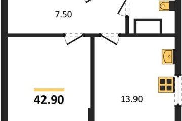 Фото №1: 1-комнатная квартира 42 м², 9/16 эт. - Краснодар, мкр. Догма Парк,