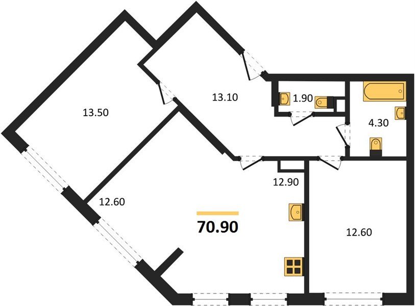 Фото №1: 2-комнатная квартира 71&nbsp;м², 8/16&nbsp;эт. - Краснодар, Прикубанский внутригородской округ, мкр. Догма Парк