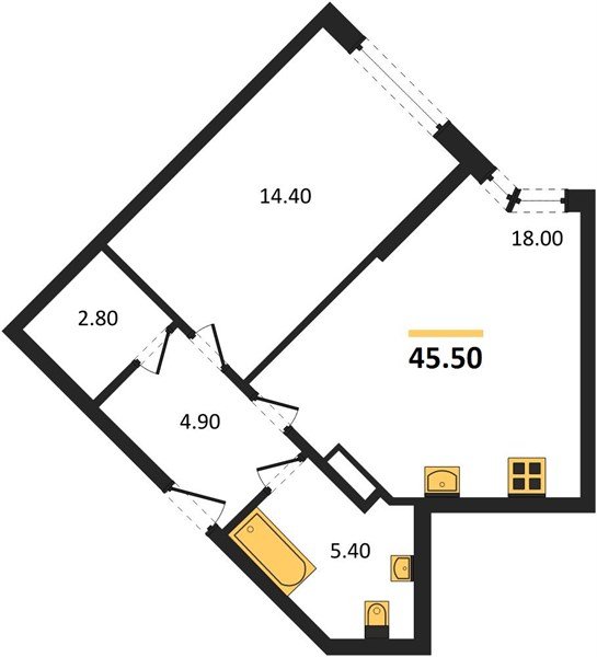 Фото №1: 1-комнатная квартира 45&nbsp;м², 8/16&nbsp;эт. - Краснодар, Прикубанский внутригородской округ, мкр. Догма Парк