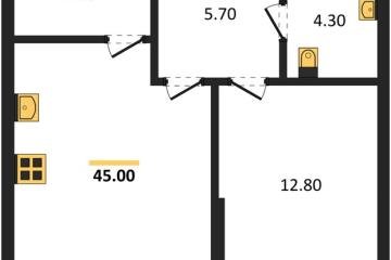 Фото №1: 1-комнатная квартира 45 м², 2/16 эт. - Краснодар, мкр. Догма Парк,