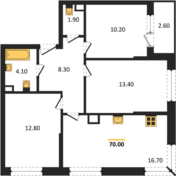 Фото №1: 3-комнатная квартира 70&nbsp;м², 6/16&nbsp;эт. - Краснодар, Прикубанский внутригородской округ, Прикубанский внутригородской округ, Догма Парк, мкр. Догма Парк