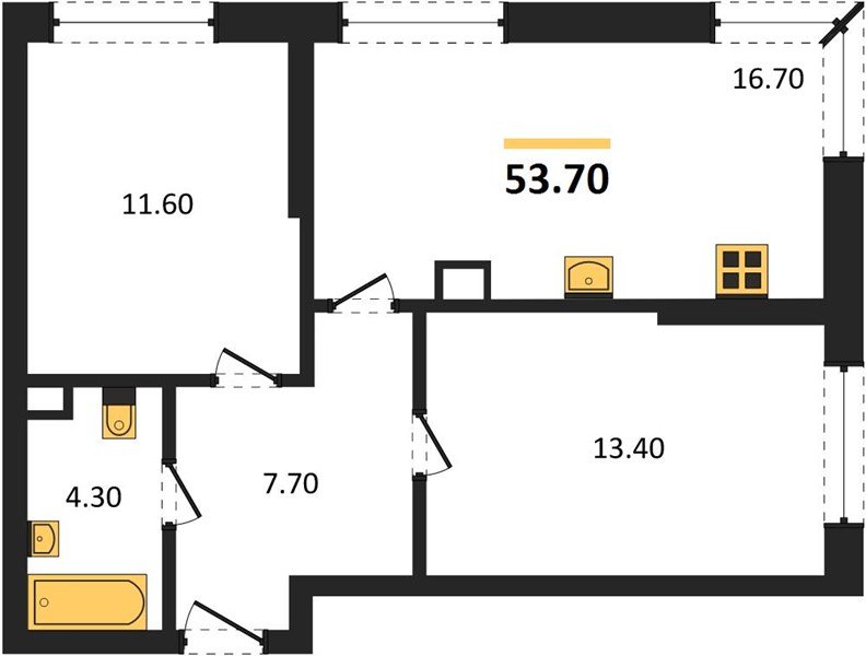 Фото №1: 2-комнатная квартира 53&nbsp;м², 9/16&nbsp;эт. - Краснодар, Прикубанский внутригородской округ, Прикубанский внутригородской округ, Догма Парк, мкр. Догма Парк