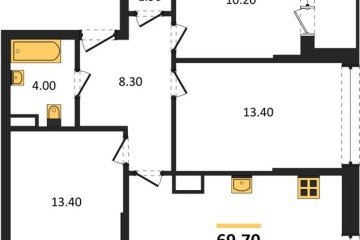 Фото №1: 3-комнатная квартира 69 м², 16/16 эт. - Краснодар, мкр. Догма Парк,