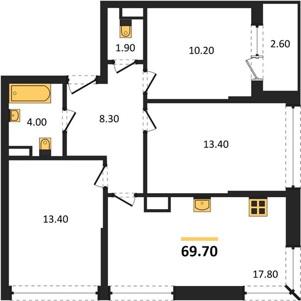 Фото №1: 3-комнатная квартира 69&nbsp;м², 16/16&nbsp;эт. - Краснодар, Прикубанский внутригородской округ, Прикубанский внутригородской округ, Догма Парк, мкр. Догма Парк