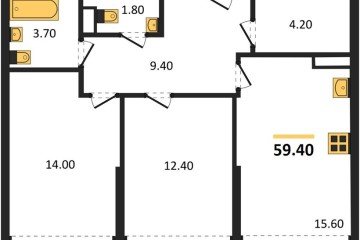 Фото №1: 2-комнатная квартира 59 м², 16/16 эт. - Краснодар, мкр. Догма Парк,