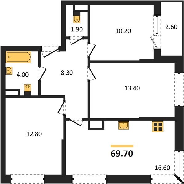 Фото №1: 3-комнатная квартира 69&nbsp;м², 11/16&nbsp;эт. - Краснодар, Прикубанский внутригородской округ, Прикубанский внутригородской округ, Догма Парк, мкр. Догма Парк