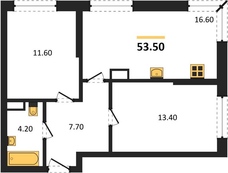 Фото №1: 2-комнатная квартира 53&nbsp;м², 14/16&nbsp;эт. - Краснодар, Прикубанский внутригородской округ, Прикубанский внутригородской округ, Догма Парк, мкр. Догма Парк