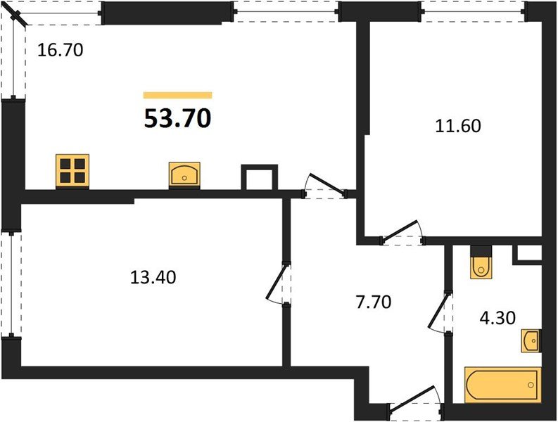 Фото №1: 2-комнатная квартира 53&nbsp;м², 9/16&nbsp;эт. - Краснодар, Прикубанский внутригородской округ, Прикубанский внутригородской округ, Догма Парк, мкр. Догма Парк