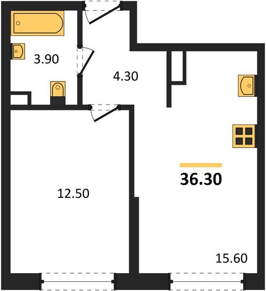 Фото №1: 1-комнатная квартира 36&nbsp;м², 9/16&nbsp;эт. - Краснодар, Прикубанский внутригородской округ, Прикубанский внутригородской округ, Догма Парк, мкр. Догма Парк