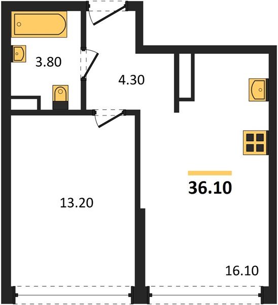 Фото №1: 1-комнатная квартира 36&nbsp;м², 16/16&nbsp;эт. - Краснодар, Прикубанский внутригородской округ, Прикубанский внутригородской округ, Догма Парк, мкр. Догма Парк