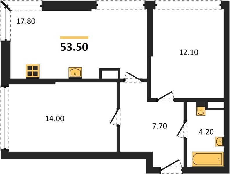 Фото №1: 2-комнатная квартира 53&nbsp;м², 16/16&nbsp;эт. - Краснодар, Прикубанский внутригородской округ, Прикубанский внутригородской округ, Догма Парк, мкр. Догма Парк