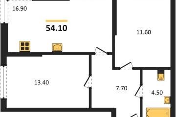 Фото №1: 2-комнатная квартира 54 м², 2/16 эт. - Краснодар, мкр. Догма Парк,