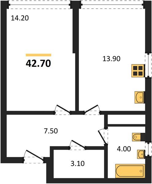 Фото №1: 1-комнатная квартира 42&nbsp;м², 10/16&nbsp;эт. - Краснодар, Прикубанский внутригородской округ, мкр. Догма Парк