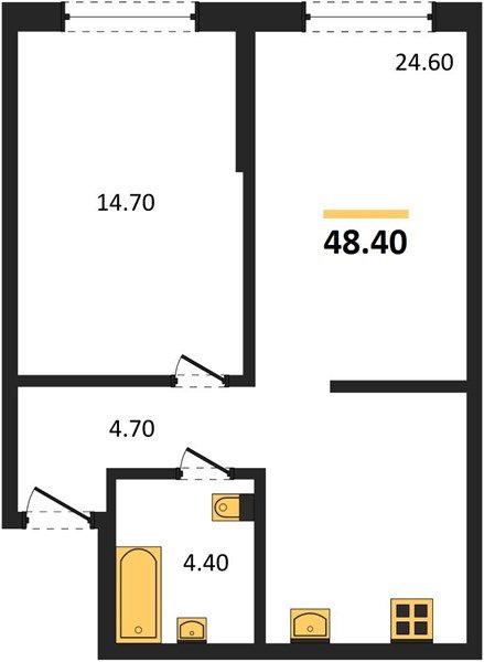 Фото №1: 1-комнатная квартира 48&nbsp;м², 2/16&nbsp;эт. - Краснодар, Прикубанский внутригородской округ, мкр. Догма Парк