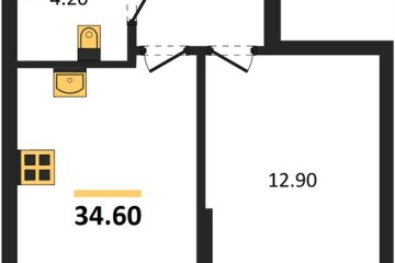 Фото №1: 1-комнатная квартира 34 м², 2/16 эт. - Краснодар, мкр. Догма Парк,