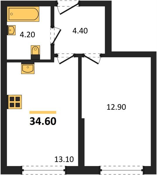 Фото №1: 1-комнатная квартира 34&nbsp;м², 2/16&nbsp;эт. - Краснодар, Прикубанский внутригородской округ, мкр. Догма Парк