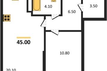 Фото №1: 1-комнатная квартира 45 м², 6/16 эт. - Краснодар, мкр. Догма Парк,