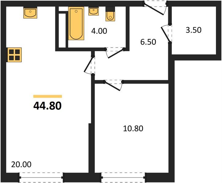 Фото №1: 1-комнатная квартира 44&nbsp;м², 15/16&nbsp;эт. - Краснодар, Прикубанский внутригородской округ, мкр. Догма Парк