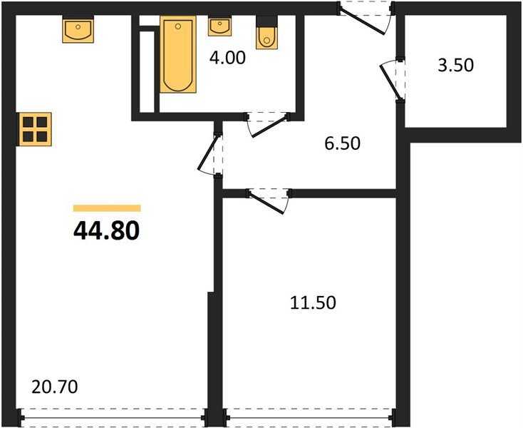 Фото №1: 1-комнатная квартира 44&nbsp;м², 16/16&nbsp;эт. - Краснодар, Прикубанский внутригородской округ, мкр. Догма Парк
