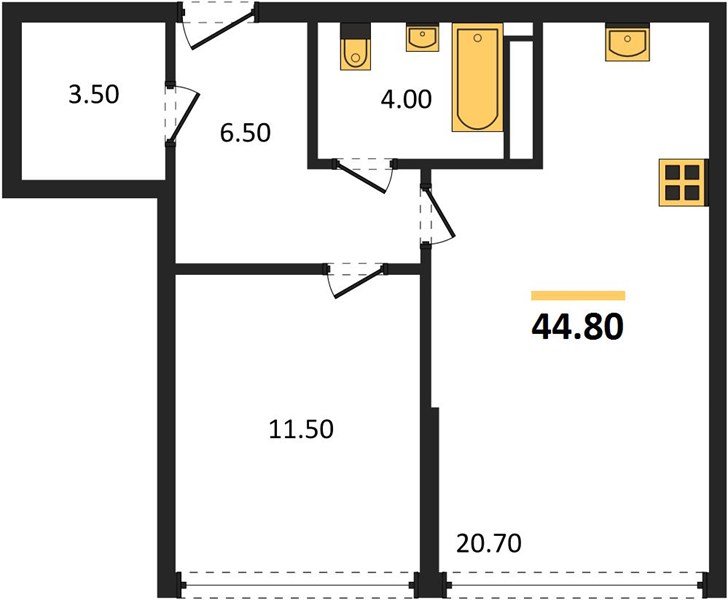 Фото №1: 1-комнатная квартира 44&nbsp;м², 16/16&nbsp;эт. - Краснодар, Прикубанский внутригородской округ, мкр. Догма Парк