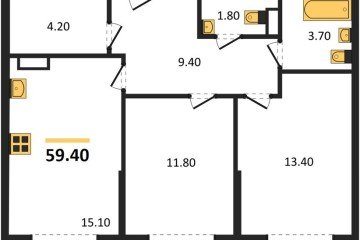 Фото №1: 2-комнатная квартира 59 м², 13/16 эт. - Краснодар, мкр. Догма Парк,