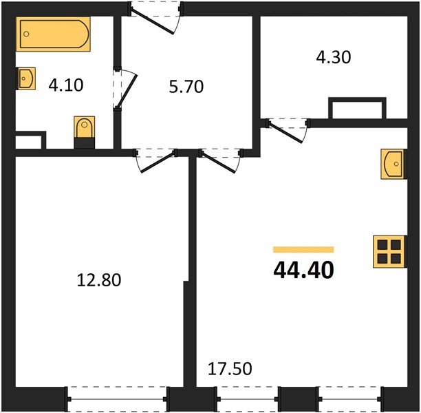 Фото №1: 1-комнатная квартира 44&nbsp;м², 8/16&nbsp;эт. - Краснодар, Прикубанский внутригородской округ, мкр. Догма Парк