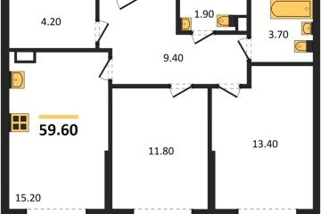 Фото №1: 2-комнатная квартира 59 м², 8/16 эт. - Краснодар, мкр. Догма Парк,