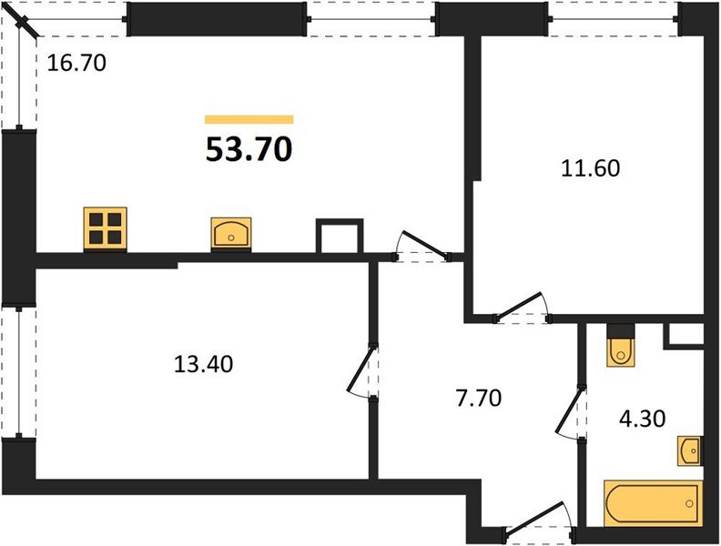 Фото №1: 2-комнатная квартира 53&nbsp;м², 5/16&nbsp;эт. - Краснодар, Прикубанский внутригородской округ, мкр. Догма Парк