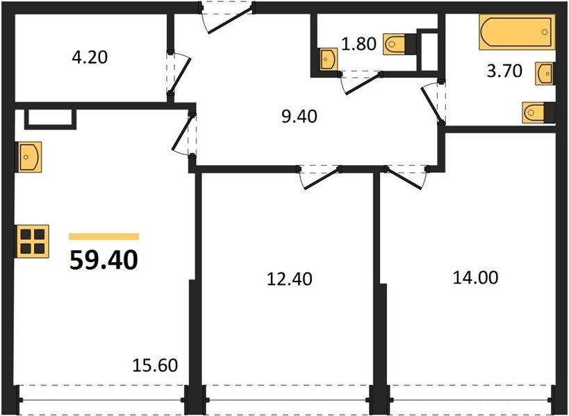 Фото №1: 2-комнатная квартира 59&nbsp;м², 16/16&nbsp;эт. - Краснодар, Прикубанский внутригородской округ, мкр. Догма Парк