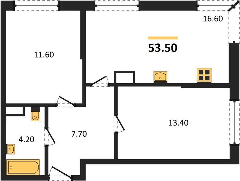 Фото №1: 2-комнатная квартира 53&nbsp;м², 12/16&nbsp;эт. - Краснодар, Прикубанский внутригородской округ, мкр. Догма Парк, ул. Марины Цветаевой, 34