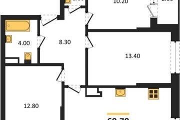 Фото №1: 3-комнатная квартира 69 м², 13/16 эт. - Краснодар, мкр. Догма Парк, ул. Марины Цветаевой, 34