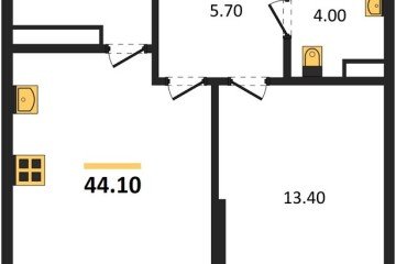 Фото №1: 1-комнатная квартира 44 м², 16/16 эт. - Краснодар, мкр. Догма Парк, ул. Марины Цветаевой, 34